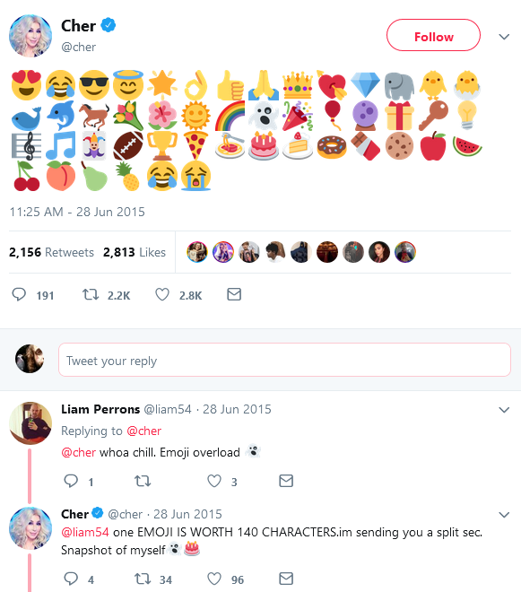 In case it isn't clear, we're saying Cher likes emoji.