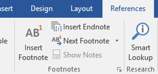 Footnote options.
