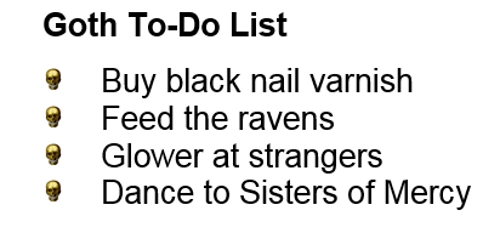 Goth To-Do List