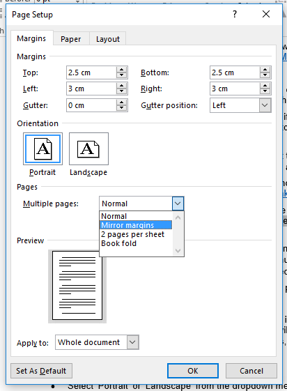 assignment page margins