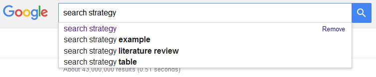 Googling 'search strategy' is not the same as actually having a search strategy, by the way.