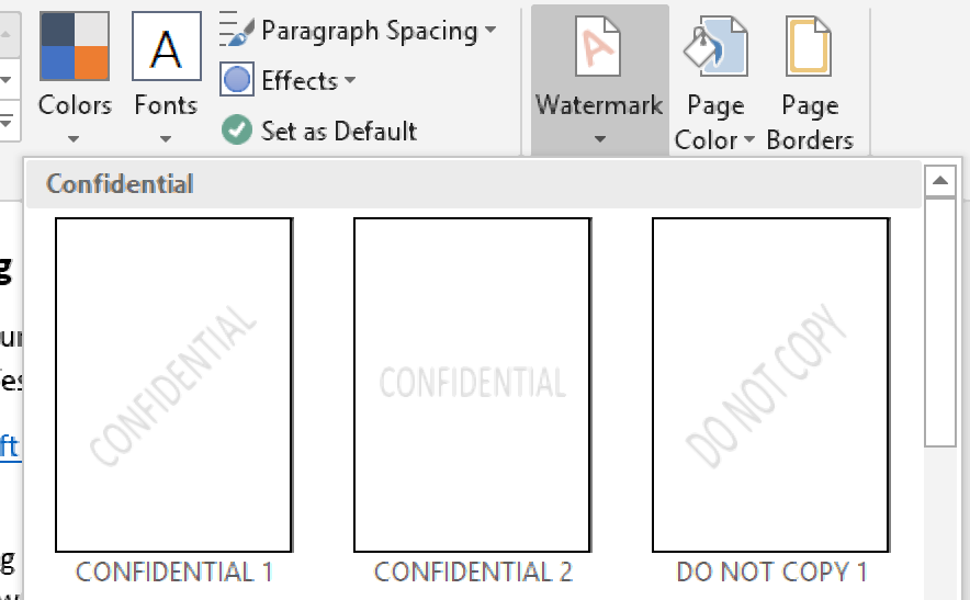 how to get watermark on all pages word