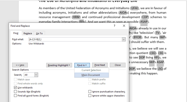 Abbreviations, English short forms, English full forms