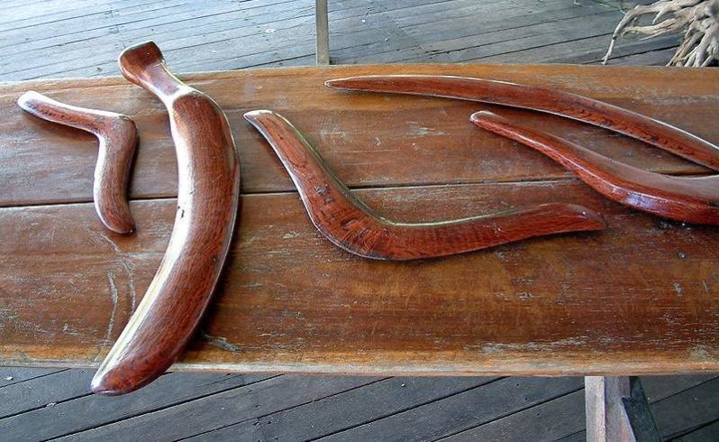 Traditional boomerangs.