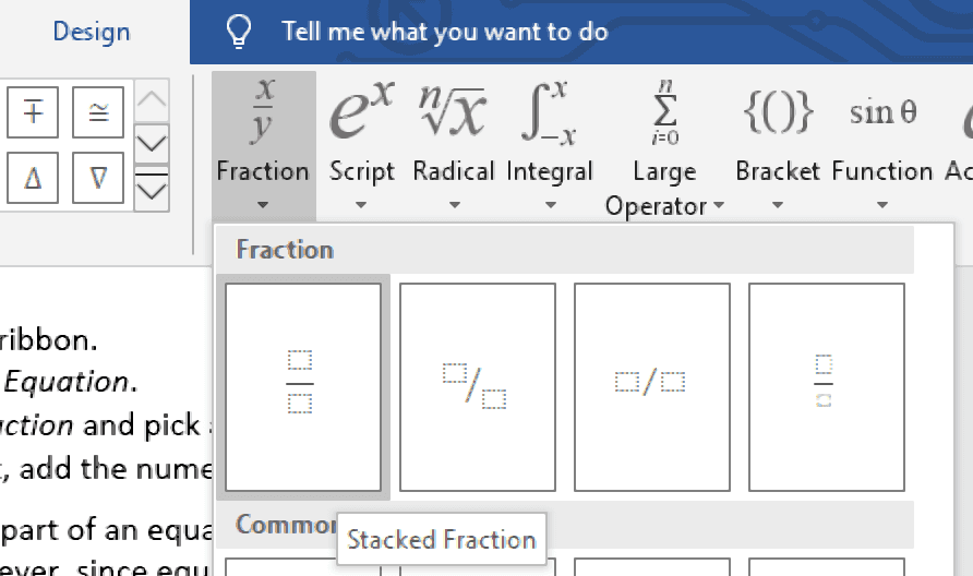 Adding a fraction in an equation.