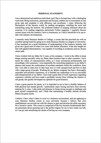 Personal Statement Proofreading Example (Before Editing)