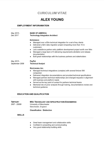 Resume Proofreading Example (Before Editing)