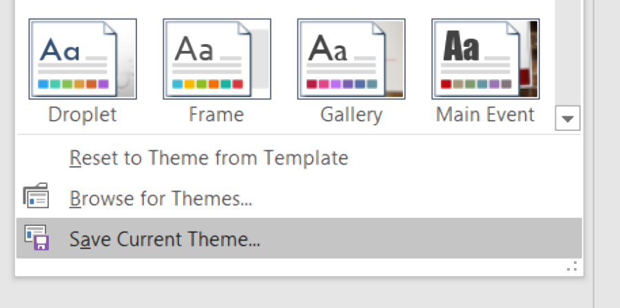 Saving a custom theme.