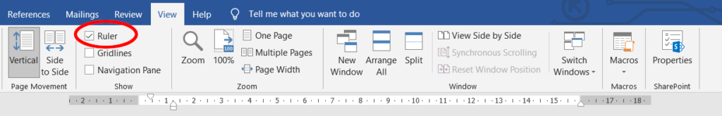 The ruler (and the ruler checkbox on the View tab).