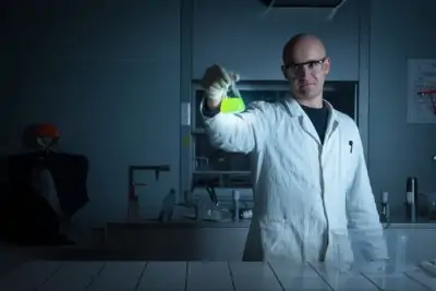 You can't blame him for being bored. After a while, flasks of glowing green liquid all start to look the same.