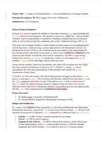 Research Proposal Proofreading Example (After Editing)